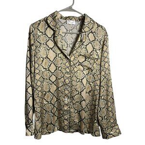 Ginia Python Print Pajama Silk Blouse TOP ONLY | 100% Silk | AU 12 / US 8 | EUC